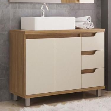 Imagem de Gabinete de Banheiro 100cm com Cuba Ref 1000 Cewal - Itapuã/Off White