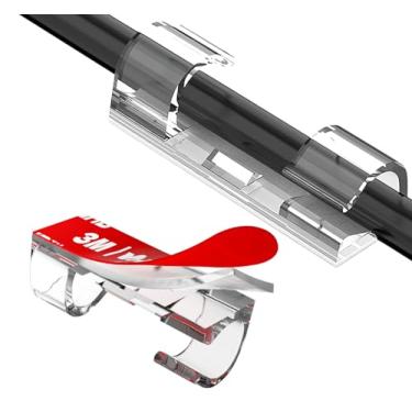 Imagem de 100 peças de clipes de cabos adesivos fortes, clipes de arame, organizador de cabos, finalizador de gerenciamento de cabos, suporte de fio, organizador de cabos, ocultador de fios para cabos máx. 0,6