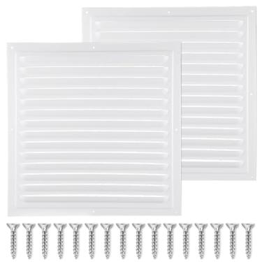 Imagem de 2 peças de ventilação de sótão aberturas de ventilação de parede de alumínio ventilação de galpão de metal com tela grade de ventilação quadrada para porta exterior casa sótão garagem teto (30,5 cm)