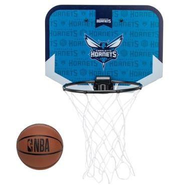 Imagem de Franklin Sports NBA Charlotte Hornets Mini Cesta de basquete sobre a porta - Mini cesta de basquete infantil com basquete - NBA Fan Shop Mini Argola para quarto + escritório - Conjunto de mini argolas