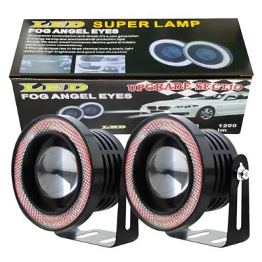 Imagem de JRQLOV 2 peças branco/vermelho/azul/amarelo carro R500 luz de olho de anjo 64/76/89 mm à prova d'água Ip65 luz de circulação diurna DC 12V farol de neblina 30w potência LED faróis para todos os