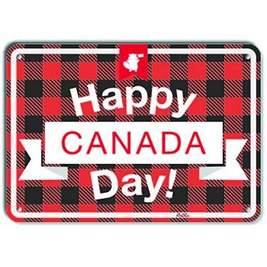 Imagem de PetKa Signs and Graphics PKCD-0027-NA_ "Happy Canada Day!" Placa de alumínio, xadrez com mini bandeira de castor 25,4 cm x 17,8 cm, xadrez com mini bandeira de castor