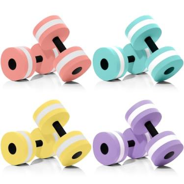 Imagem de Shappy Halteres de exercício aquático para piscina, macaron, equipamento aeróbico colorido, conjunto de halteres de espuma vinílica acetinada, barra de mão para esportes de fitness (cor doce, 8 peças)