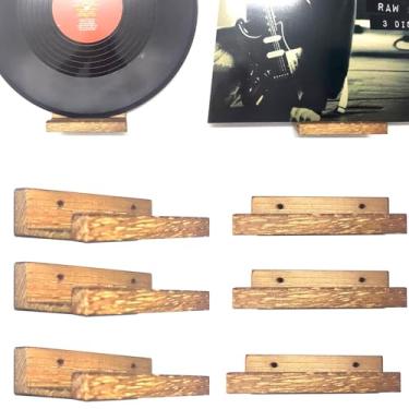 Imagem de HHBANGT 6 peças de suporte de parede para discos de vinil, prateleiras de madeira para discos de vinil, suporte de parede, disco de vinil, suporte de parede, para livros em CD e decoração de casa