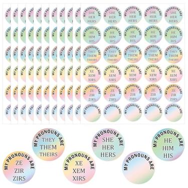 Imagem de 600 peças My Pronoun are Stickers They Them Theirs Gender Identity Labels 2.5 cm He Him She Her Name Tag Pronouns Name Badge Stickers for Party Conference Kids Boys Girls