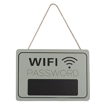 Imagem de Sinal de Parede de Madeira Retrô-placa de Exibição de Senha Wi-fi para Decoração de Cafeteria, Livraria, Bar e Restaurante (Cinza)