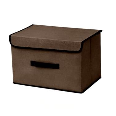 Imagem de Caixa Organizadora Multiuso Para Armário Guarda Roupa Infantil Box Dobrável Versátil (Marrom, 38X23X23cm)