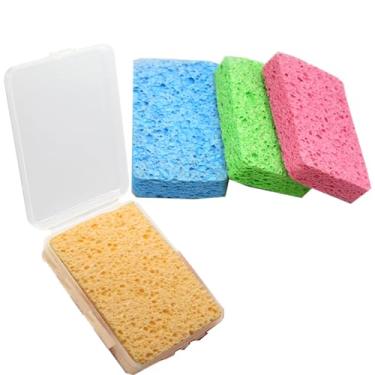 Imagem de 3 peças de esponja absorvente de água para pintura em aquarela com estojo de armazenamento de plástico esponjas de aquarela retangulares esponja de limpeza materiais de pintura artística, cor