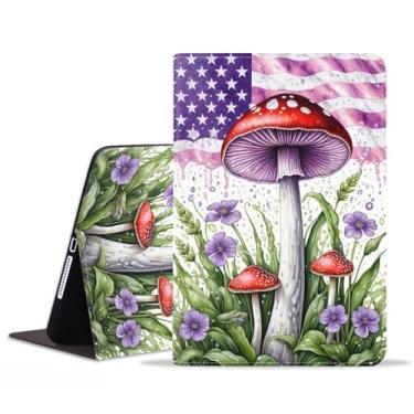 Imagem de BWOOLL Capa para Samsung Galaxy Tab A9 Plus 11 polegadas modelo 2023 (SM-X210/X216/X218), capa fina e leve de couro PU com suporte para despertar/hibernar automaticamente, cogumelo bandeira americana