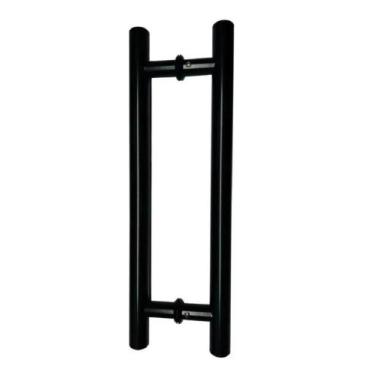 Imagem de Puxador H Tubular Duplo Porta Madeira Vidro 30cm Preto - Alese