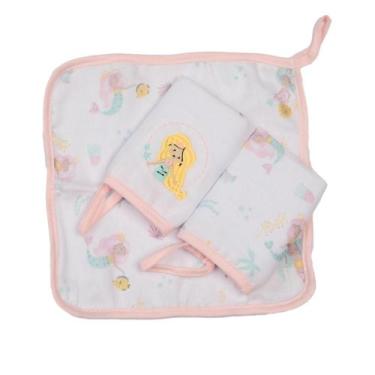 Imagem de Kit 3 Paninhos De Boca Bebê Soft Bordado Com Prendedor Chupeta 25x25cm