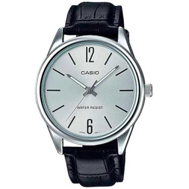 Imagem de Casio Relógio masculino analógico padrão #MTP-V005L-7B com mostrador prateado, Prata, Size of case, Clássico