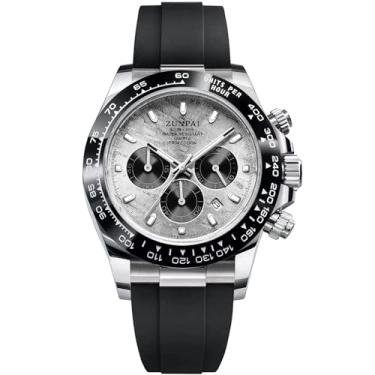 Imagem de senstone Relógio masculino Panda cronógrafo moderno movimento de quartzo relógio de pulso analógico negócios à prova d'água pulseira de silicone resistente a arranhões pulseira de borracha relógios