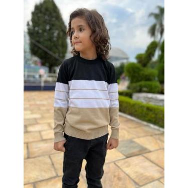 Imagem de Blusa Suéter Infantil de Tricot Menino Juvenil Tricô - Malharia Surrea