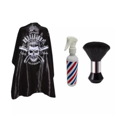 Imagem de Kit Completo Para Barbeiro Cabeleireiro Capa Para Corte Espanador Boli