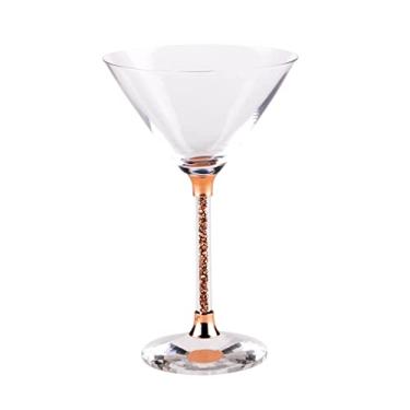 Imagem de Vetrina Stem Martini Glass, vidro de cristal sofisticado, base facetada, para mesa de jantar, evento, casamento, coquetéis de bar em casa, ouro rosa, conjunto de 6