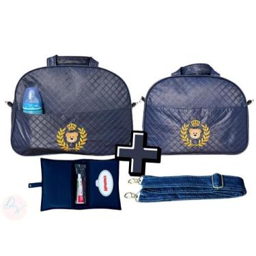 Imagem de Kit 2 Bolsa Maternidade Menino + Porta Fraldas Lenço Azul - DW Confecç