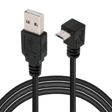 Imagem de JSER Cabo de carregamento de dados micro USB 2.0 tipo 5 pinos para USB 2.0 Tipo-A de 90 graus para carregamento de dados de 480 Mbps para celular, tablet, câmera de computador (100 cm)
