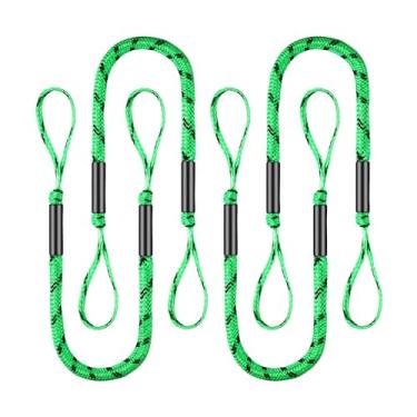 Imagem de 4 peças de linhas de doca elástica para barco, corda de amarração de 1,4 m para ancoragem se estende até 1,8 m, linha de amarração acessórios de barco cordas de ancoragem laços de doca PWC para barcos