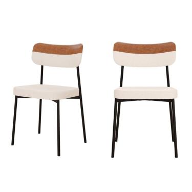 Imagem de Kit com 2 Cadeiras para Sala de Jantar Mona Yescasa Palha Corriente/Caramelo