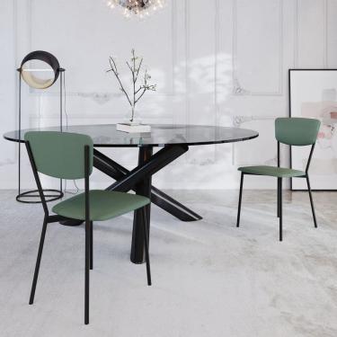 Imagem de Cadeira Fixa Estofada Vintage Retrô com 2 Unidades Verde