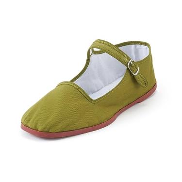 Imagem de sugarscent Sapatilhas femininas Mary Jane, sapatilhas chinesas de tecido clássico, chinelos chineses para mulheres, sapatos de Kung Fu, sapatos de boneca chinesa, sapatos de tai chi, Verde militar, 39