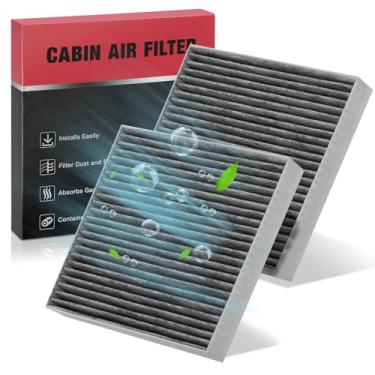 Imagem de BDFHYK 2 peças de filtro de ar de cabine com carvão ativado compatível com Hyundai Kona 18-22, Venue 20-22, Tucson 16-21, Veloster/Veloster N 19-21, compatível com Kia Seltos 21-22, Soul 20-22