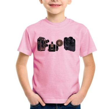 Imagem de Camiseta Infantil Câmeras Vintage - Foca na Moda, Rosa bebê, 2