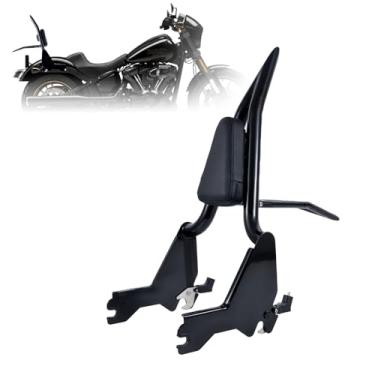 Imagem de Kinglemc Suporte de bagagem ajustável Holdfast Sissy Bar encosto de passageiro com trava para Harley Davidson Low Rider Sport Glide FLSB FXLR FXLRS e FXLRST modelos 2018-2023 (preto brilhante)
