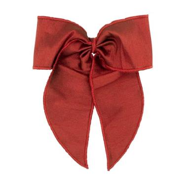 Imagem de Wee Ones Gravata borboleta Dupioni para meninas com envoltório torcido e caudas caprichosas, King, cranberry