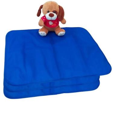 Imagem de Kit com 3 Tapetes Higiênicos 70x50 Azul Royal Laváveis p cães 200 Lava