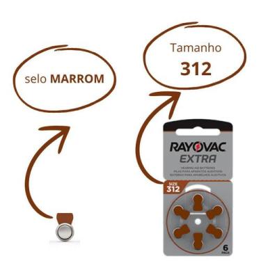 Imagem de 6 Pilhas RAYOVAC  Aparelho Auditivo - tam. 312 - SELO MARROM