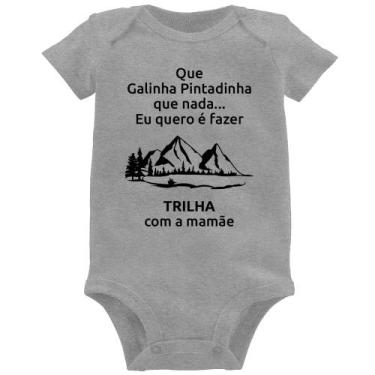 Imagem de Body Bebê Trilha com a mamãe Trekking - Foca na Moda, Cinza, P