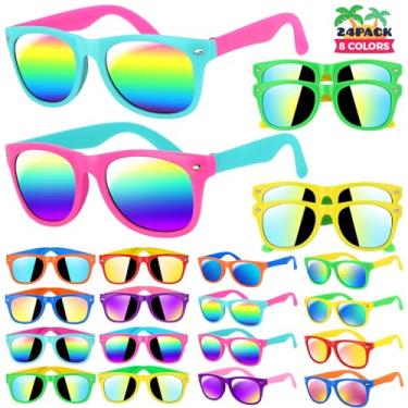 Imagem de GIFTINBOX Pacote Com 24 Óculos De Sol Infantis A Granel, Óculos De Sol Infantis, Lembrancinhas De Festa? Óculos De Sol Neon Para Crianças, Meninos E Meninas De 3 A 8 Anos, Ótimos Presentes Para Cria