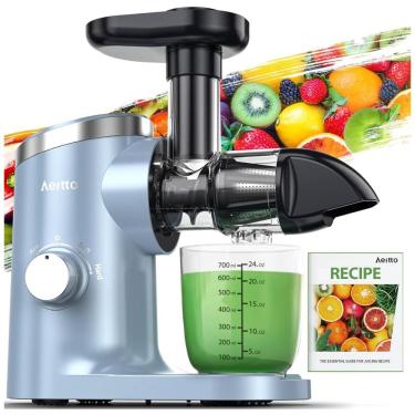 Imagem de Centrifuga de Frutas com 2 Velocidades, Fácil de Limpar, Inclui Livro de Receitas em Inglês, 110V 150W, Aeitto, Azul