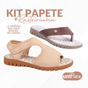 Imagem de Kit 2 Pares Sandália Chinelo Ortopédico Feminino Rasteira Massageadora