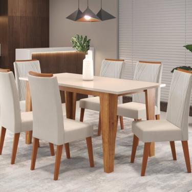 Imagem de Mesa De Jantar Retangular Gales Com 6 Cadeiras Madeira Maciça