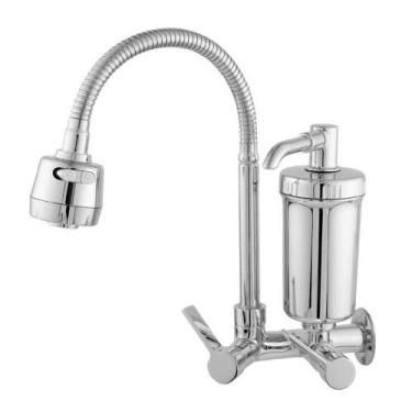 Imagem de Torneira Com Filtro Gourmet Pia Cozinha De Parede Metal C-70 CasaGrand