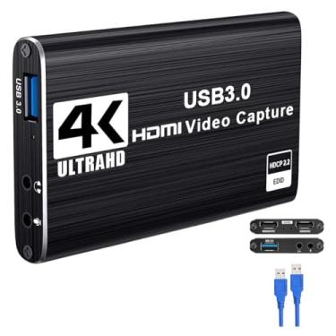 Imagem de Placa de Captura HDMI 4K USB 3.0, Captura de Vídeo e Áudio para Streaming, Compatível com Windows/Linux/MacOS, Entrada HDMI para Consoles e Câmeras, Nintendo Switch e video streaming