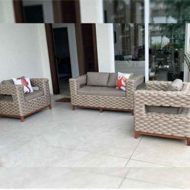 Imagem de Conjunto Quadrado em Tricô Náutico - 1 Sofá 2L + 2 Poltronas + Mesa Ce