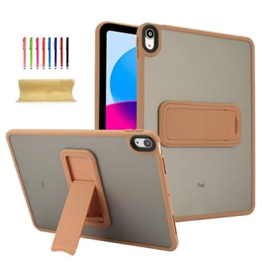 Imagem de Dteck Capa transparente para iPad (A16/10ª geração) 27.9 cm/27.7 cm 2025/2022 com suporte e caneta, moldura de TPU com absorção de choque, capa protetora leve e transparente, laranja