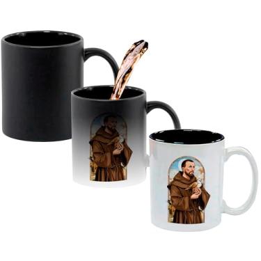 Imagem de Caneca Mágica Muda de Cor Interna Preta Porcelana 325ml - Santo Sao Francisco de Assis Igreja Catolica 3