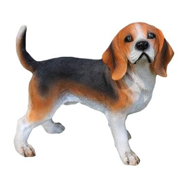 Imagem de POYUFRG Estátuas de cachorro em pé de jardim, escultura simulada de beagle, estatuetas de filhote de cachorro à prova d'água para decoração de pátio e quintal