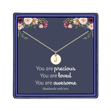Imagem de Hidepoo Colar com inicial de disco, presentes para meninas, enchimento de ouro 14 quilates/ouro rosa/prata esterlina S925, colar com inicial minúscula, joia para meninas e adolescentes, presentes de