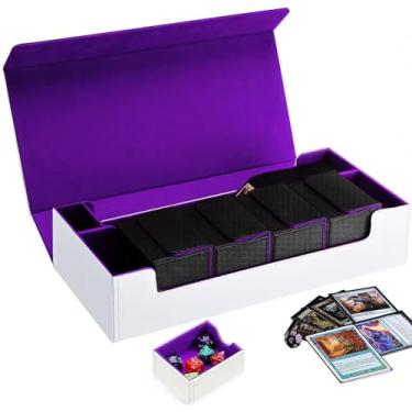 Imagem de Scimi Estojo de armazenamento premium para cartões colecionáveis TCG Deck Box comporta mais de 800 cartas de manga para MTG, YuGiOh, Uno, esporte com fecho magnético forte (W&P)
