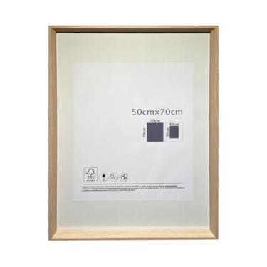 Imagem de Porta Retratos Quadrado de Vidro com Paspatur Expositor para Fotos 70x50 Versátil para Parede ou Balcão Outlet dos Quadros LLA (Natural)