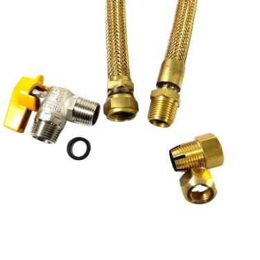 Imagem de Mangueira De Gás 60cm 1/2 c/ Adaptador fêmea + Registro Para Cooktop Forno Fogão Instalação gás gn glp