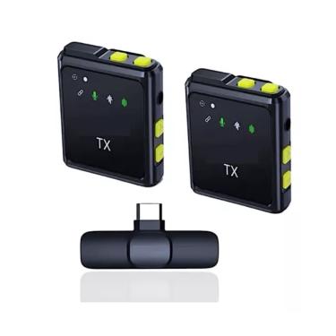 Imagem de Microfone de Lapela Duplo Tx Tipo C Bluetooth Profissional