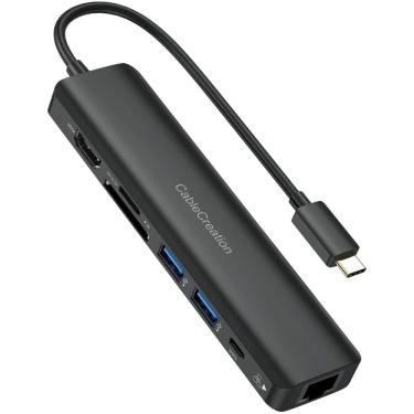 Imagem de USB C Hub, CableCreation 7-em-1 usb-c Hub Adaptador Multiport Tipo C Dongle com 4K@60Hz hdmi, 2 portas USB 3.0, 100W pd, Gigabit Ethernet e sd/tf Card