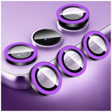 Imagem de Zeponny Protetor de lente de câmera luminosa para Samsung Galaxy A14/A24/A34/A54, protetor de tela de vidro temperado colorido noctilucente, anéis de liga de alumínio antiarranhões que brilham no